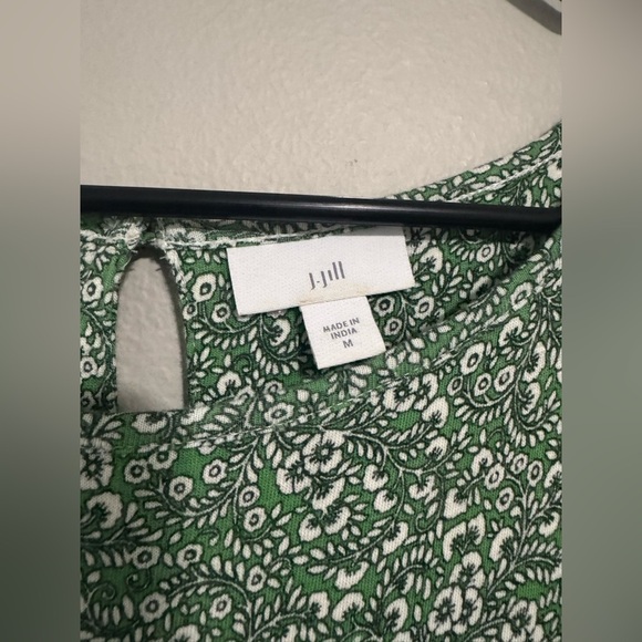 J. Jill Green ditzy Floral drop waist tiered Midi Dress medium - Picture 3 of 10